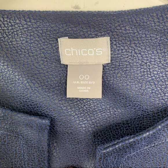 Chico’s Navy Vegan Leather/Suede Jacket Topper XS/2 - Picture 6 of 15